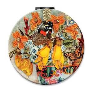 Furniture: Red Admiral On Kowhai Mirror - Tanya Wolfkamp