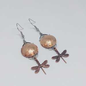 Furniture: Art Deco Window Coin Earrings - Brass