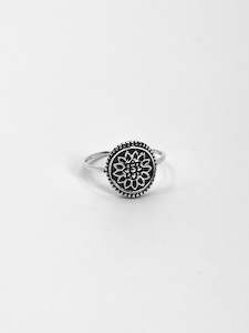 Sterling Silver Mandala Flower Disc Ring