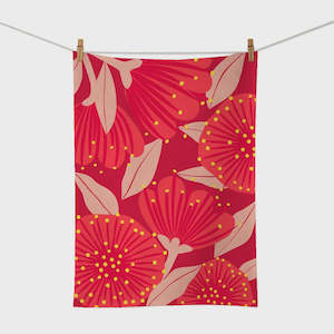 Bright Pohutukawa Tea Towel