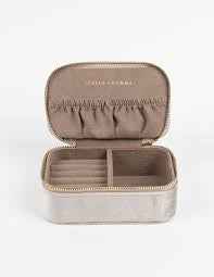 Jewellery Box Velvet Beige Rectangle