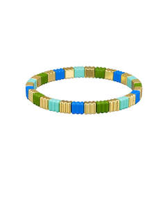 Furniture: Blue Green Crinkle Tile Bracelet