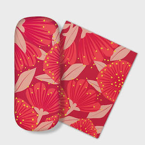 Furniture: Bright Botanical Pohutukawa Glasses Case w Lens Cloth