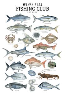 Moana Road Fishing Club Tea Towel