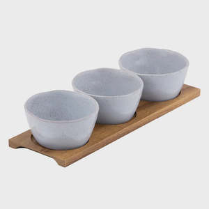 Furniture: Artisan Blue 4pc Bowl & Tray Set