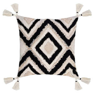 Nomad Tassle Cushion - Natural/Black (SALE)