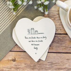 Porcelain Heart Coaster - Friends become Family