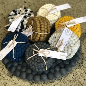 Felt ball Coasters - set of 4