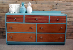 Green oak and mahogany dresser (sold)