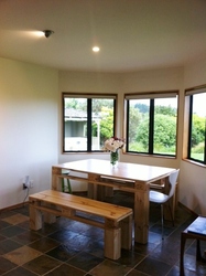 Large pallet dining table and benches