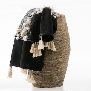 Midnight Tassel Throw