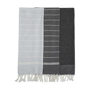 Rural post pick-up and delivery: Fringe Tea Towel – Black