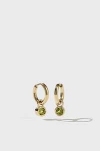 Cosmo Charm Hoop Earrings - Gold Plated / Peridot