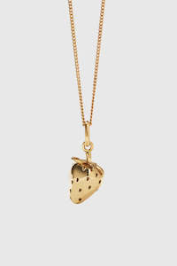 Strawberry Charm Necklace - Gold Plated