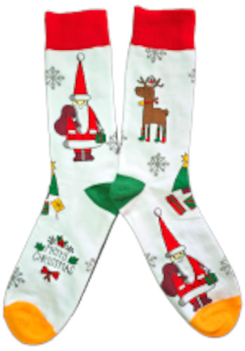 Sloth Sox- White Merry Christmas Socks