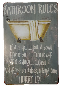 Products: Retro Metal Sign- Bathroom Rules