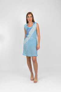 Handmade Linen Dress Moscardino Blue - Marilu