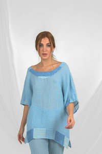 Clothing: Handmade Linen Blouse Cicala Blue - Marilu