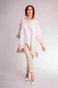 Clothing: Pure Linen Tunic Dalila Bicolor - PosiTiamo