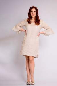 Clothing: Pure Linen Dress Creami - PosiTiamo