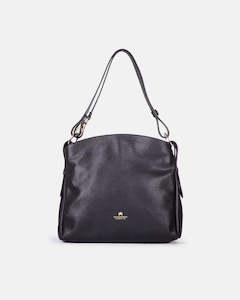 Clothing: Leather Shoulder Bag Velvet Black - Cuoieria Fiorentina