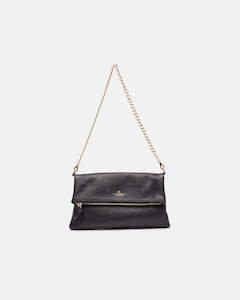 Genuine Leather Clutch Bag Velvet Black - Cuoieria Fiorentina