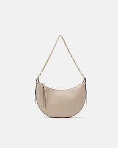 Genuine Leather Small Hobo Bag Eva Taupe - Cuoieria Fiorentina