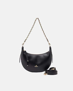 Genuine Leather Small Hobo Bag Eva  Black- Cuoieria Fiorentina