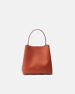 Genuine Leather Bucket Bag Candy Papaya- Cuoieria Fiorentina