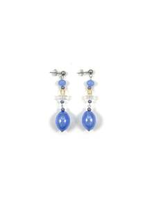 Murano Glass Long Earrings Aida Blue - Antica Murrina Venezia