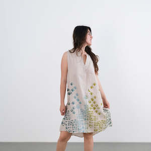 Clothing: Handmade Printed Linen Short Dress Palatina - Made in Italy - Colori del Sole