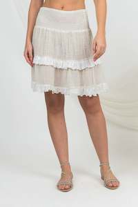 Clothing: Handmade Linen Skirt Bellucci  White - Marilu