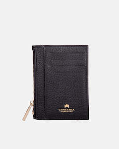 Genuine Leather Card Holder Velvet Black - Cuoieria Fiorentina