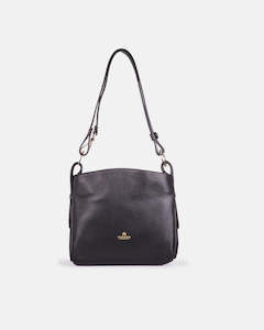 Genuine Leather Small Shoulder Bag Velvet Black - Cuoieria Fiorentina