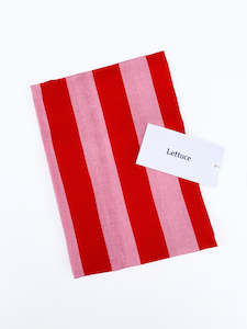 Bold Stripe Pink & Red Linen Tea towel, by Lettuce | 100% Linen