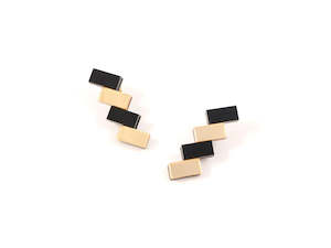 Mystic Forms Step Earrings - Black and Gold