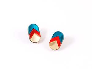 Mystic Forms Earrings - Teal, Orange, Gold