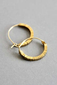 David Aubrey Mini Gold Hematite Hoop Earrings