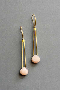 General store operation - other than mainly grocery: David Aubrey Peachy-Pink Moonstone Dangle Earrings