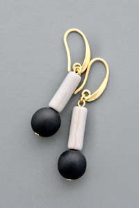 David Aubrey Magnesite and Jet Glass Dangle Earrings