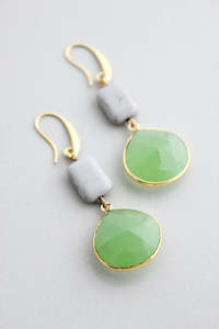 David Aubrey Magnesite and Green Glass Earrings