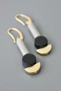 David Aubrey Geometric Black and Grey Dangle Earrings