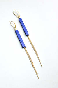 David Aubrey Blue and Gold Chain Fringe Earrings