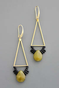 David Aubrey Jade and Black Glass Earrings