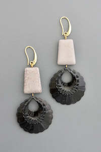 David Aubrey Black Drop Earrings with Grey Magnesite