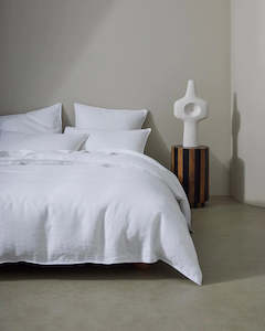 Ravello Linen Quilt Cover - White | Weave Home Bed Linen