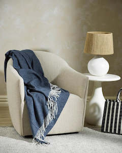 General store operation - other than mainly grocery: Baya Bambina Throw Blanket - Aegean Blue | Merino Wool and Cashmere