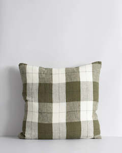 General store operation - other than mainly grocery: Baya Willis Cushion - Olive/Ivory | 100% Linen