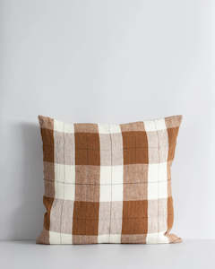 Baya Willis Cushion - Tobacco/Ivory | 100% Linen