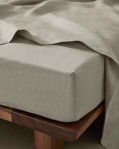 General store operation - other than mainly grocery: Ravello Linen Fitted Sheet - Bone | Weave Home Bed Linen